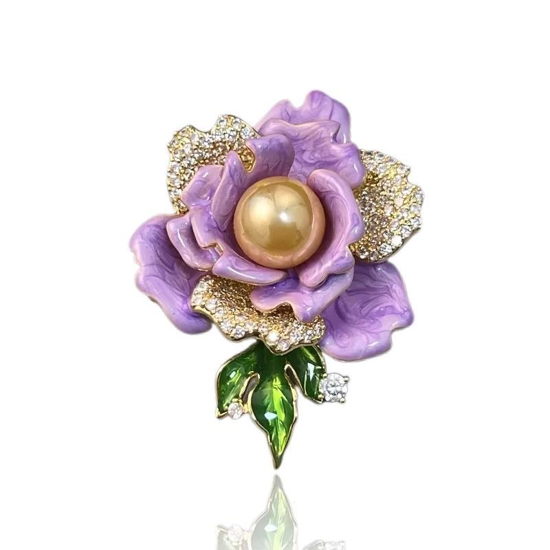 

Пионовая эмалевая брошь Нежная Модная Легкая Роскошная и Нишевая брошь фиолетовый