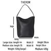 The Row Large Capacity Genuine Leather Lychee Pattern Bucket Tote for School Commuting
