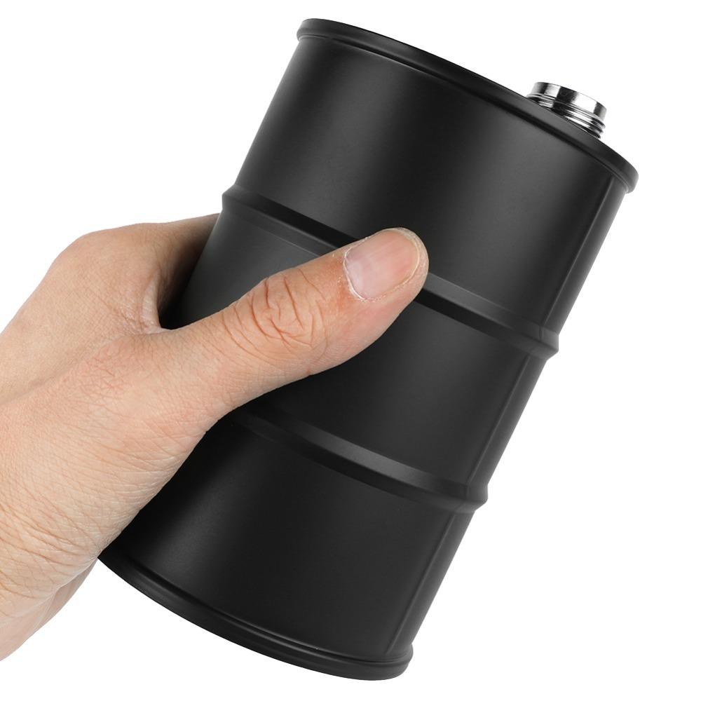 Oil Drum Shape Portable Beer Barrel 750ml Liquor Hip Flask Portable Stainless Steel Hip Flask  Bar чёрный