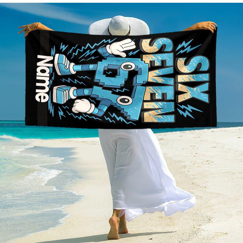 Personalized Customized Proof Beach Towel with Six Seven Pattern - Soft, Absorbent,quick-drying,perfect Swimming,camping&bathing