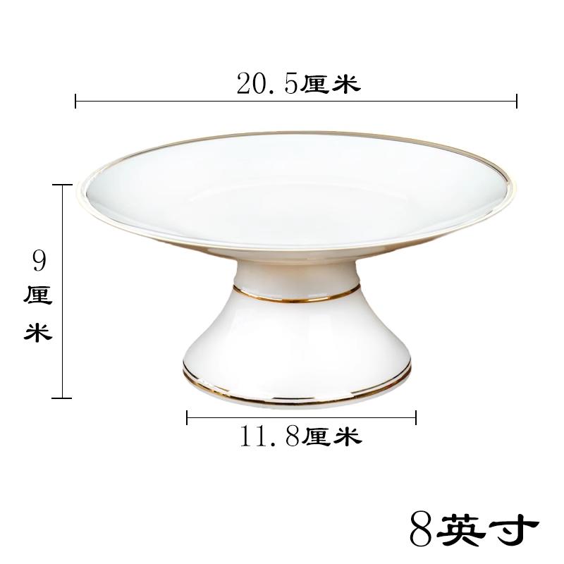 1 buc tavă pentru fructe ceramică placată cu aur, fără model, tavă pentru fructe din porțelan alb, pentru decorațiuni feng shui în stil Buddha