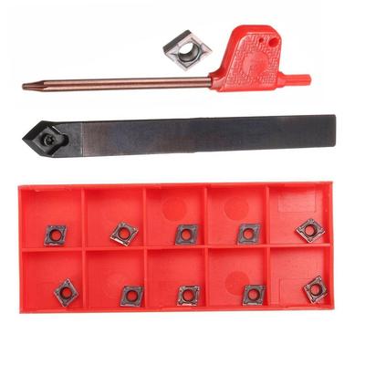 10pcs CCMT060204 Carbide Inserts Plus SCMCN1010H06 Lathe Tool Holder 10mm Shank with Easy Blade Replacement Wrench