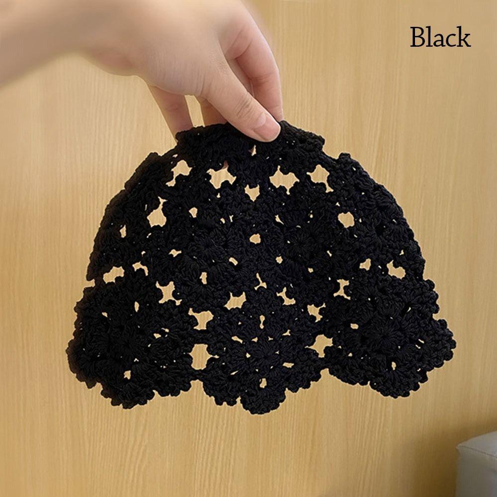 Lace Beret Cap Flowers Skullies Hat Breathable Knitted Hat  for Women