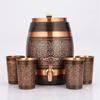 Pure Copper Water Dispenser 5 Litre | Pure Copper Handcrafted Glasses Set with Gift Box Set of 4 Antique Etching Design - 250ml
