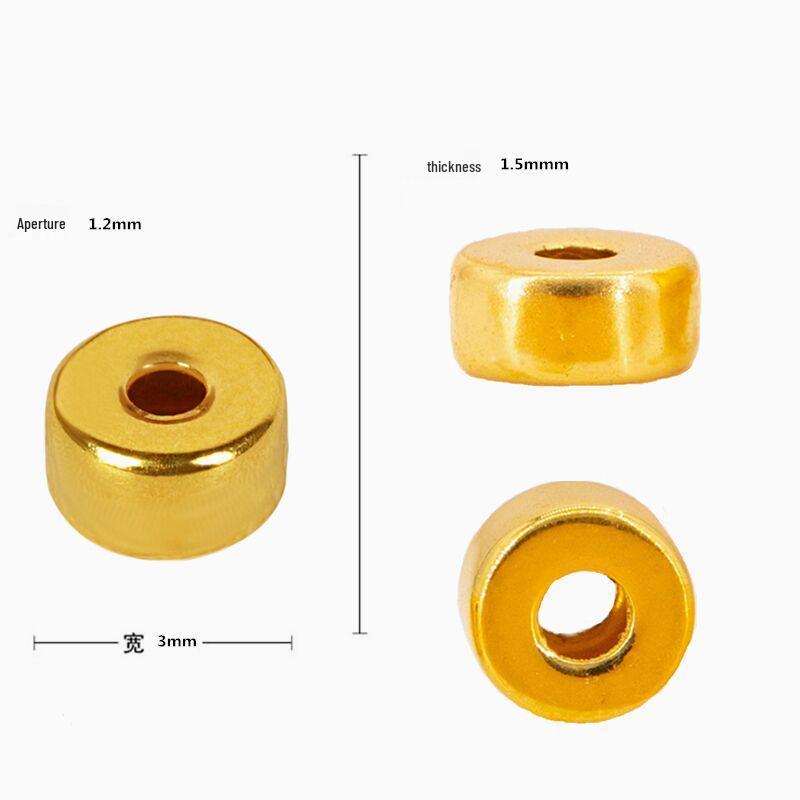 Shuibei 999 Gold Qiankun Wheel Beads: Small Gold Ring, Threaded Abacus, Triangle Spacer. Pure Gold 999