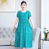Plus Size Floral Cotton-Silk Dress for Women - Summer Fashion, Elegant Long Swing Dress