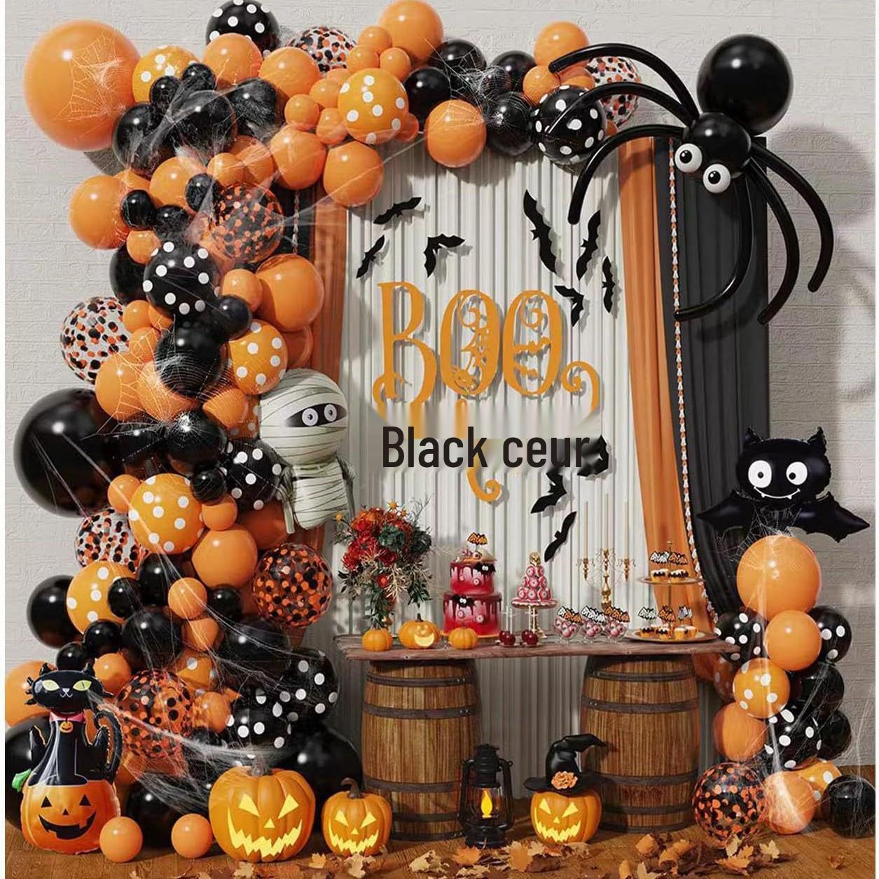 Halloween Mummy, Bat, and Spider Balloon Set - Black/Orange Aluminum Foil Party Decorations