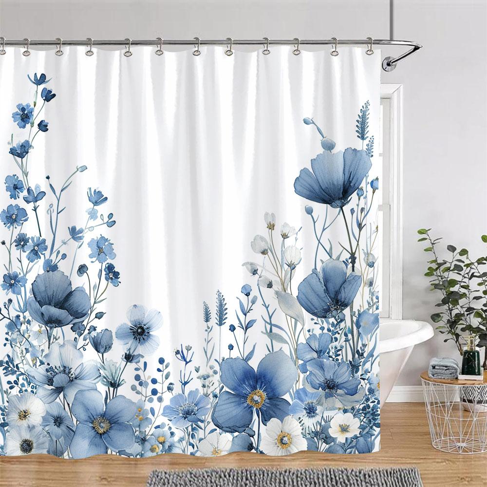 Beautiful Botanical Floral Shower Curtain Watercolour Painting Art Creative Vintage Style Polyester Bath Curtains Bathroom Decor