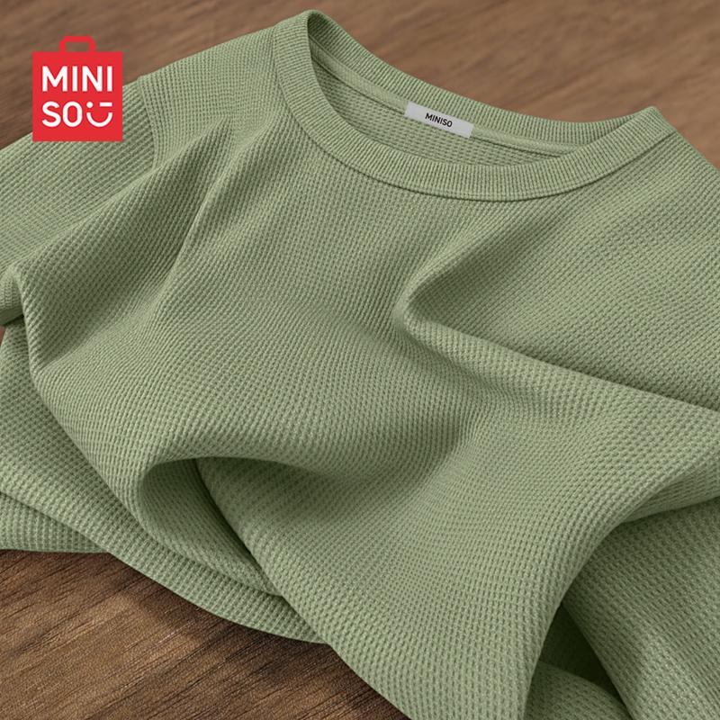MINISO Men's Waffle Knit Long Sleeve T-Shirt