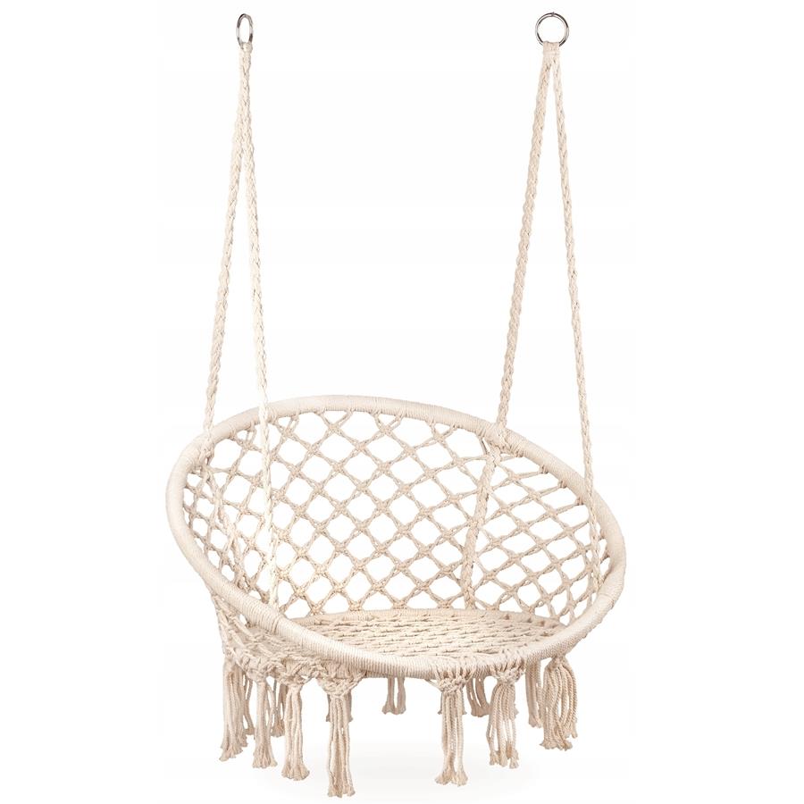 Stork's Nest Swing Hanging Chair Garden Boho for Home Garden 120cm - white