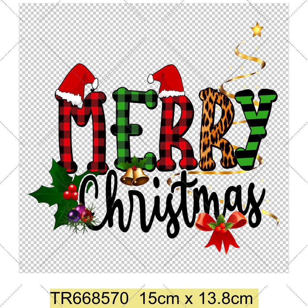 Santa Claus Christmas Tree and Reindeer Heat Transfer Sticker DIY Clothing Sewing Supplies Christmas Short Sleeves Patches