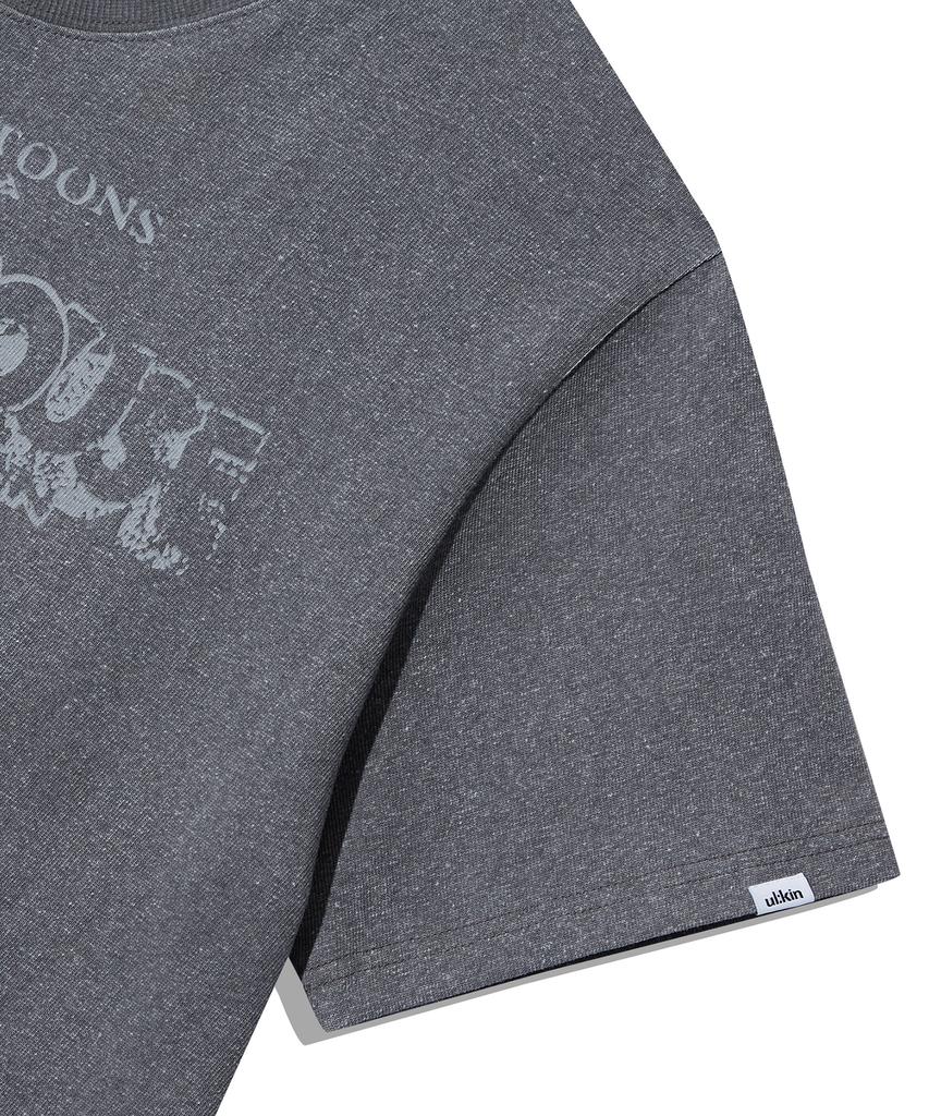 ULKIN [Disney] Voyager Pigment Oversized Short Sleeve T-Shirt_Charcoal