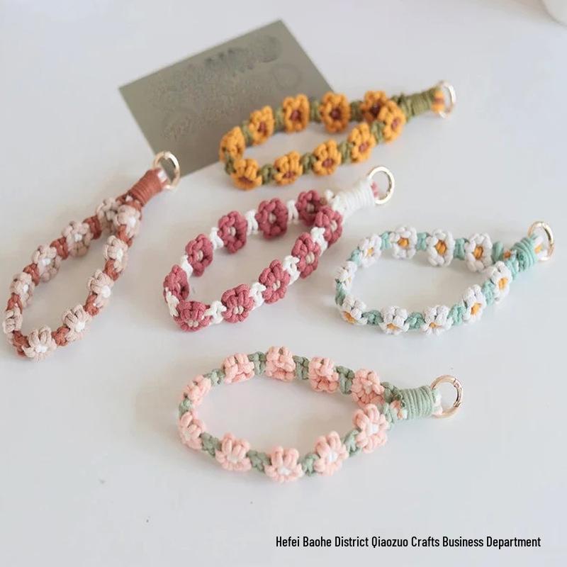 Colorful Daisy Wrist Strap Keychain & Bag Charm Accessory