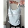 Women's White Camisole Vest: Thin, Sleeveless Top Ideal for Summer Layering or As a Standalone Piece.