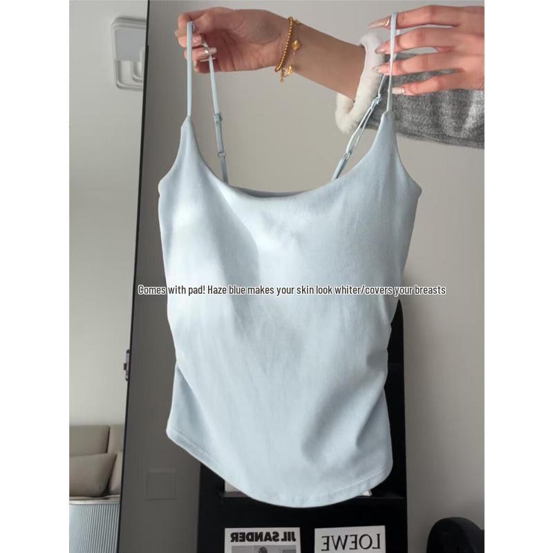 Women's White Camisole Vest: Thin, Sleeveless Top Ideal for Summer Layering or As a Standalone Piece.