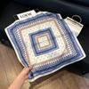 Sen green flower print fresh imitation silk scarf premium versatile square scarf neck protection scarf trendy headscarf scarf women