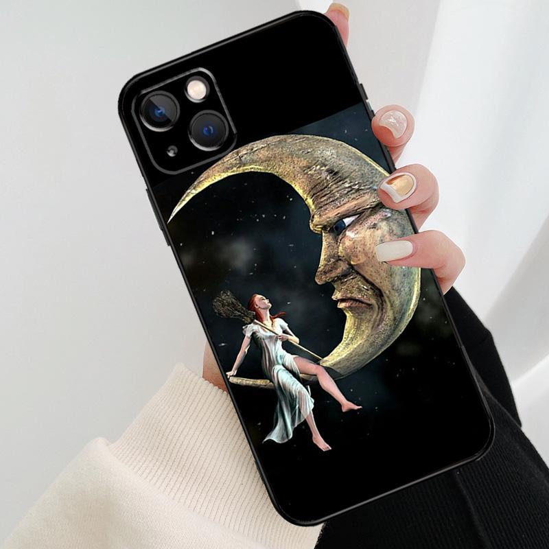 Moon Witch Horror Phone Case For iPhone 13 12 11 14 15 16 Pro Max Mini X XS Max XR Plus Case Back Cover