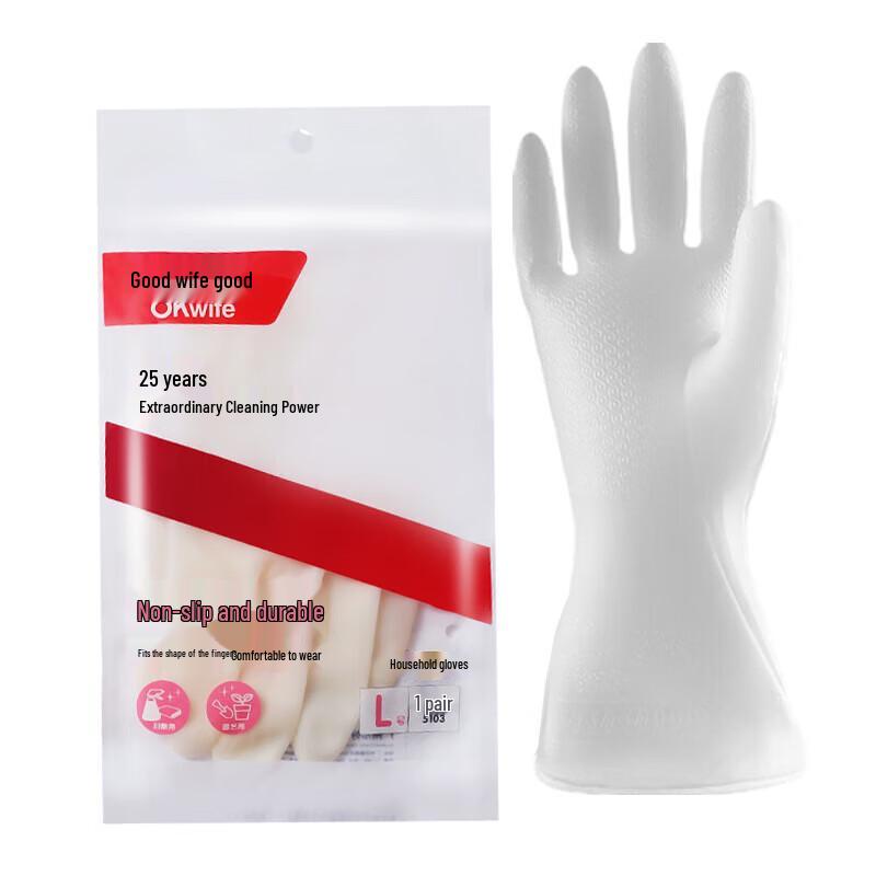 Good Wife Thin Rubber Household Cleaning Gloves, M (3 Pairs)