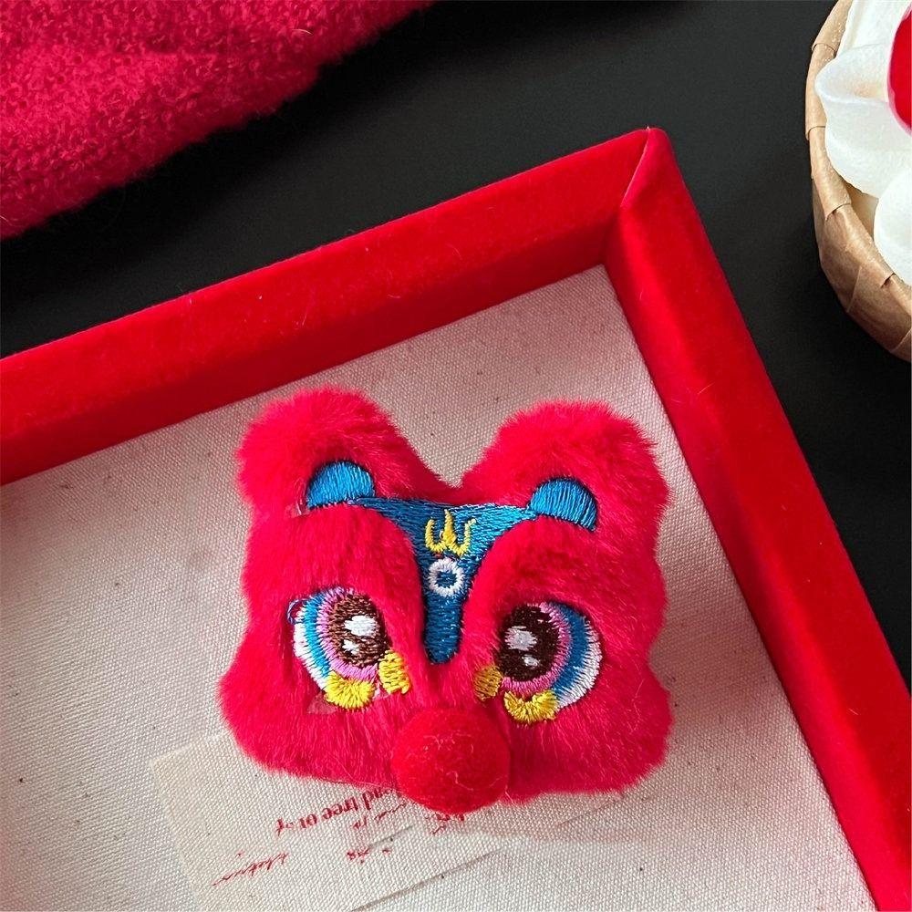 Lucky Lion Dance Brooch Dancing Lion Chinese Style Pin Kawaii Spring Festival Pin  Unisex
