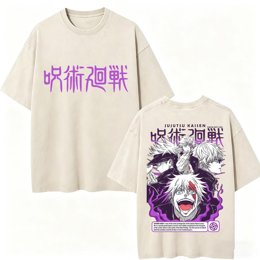 Anime Jujutsu Kaisen Gojo Satoru Washed T Shirt Men Women Harajuku Fashion Manga Tshirt Oversized Cotton Classic T Shirts Gifts
