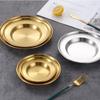 Round Kitchen Bar Tableware Cake And Fruit Snack Salad Plate Kitchen Accessories Stainless Steel Plate Camping Picnic Plate