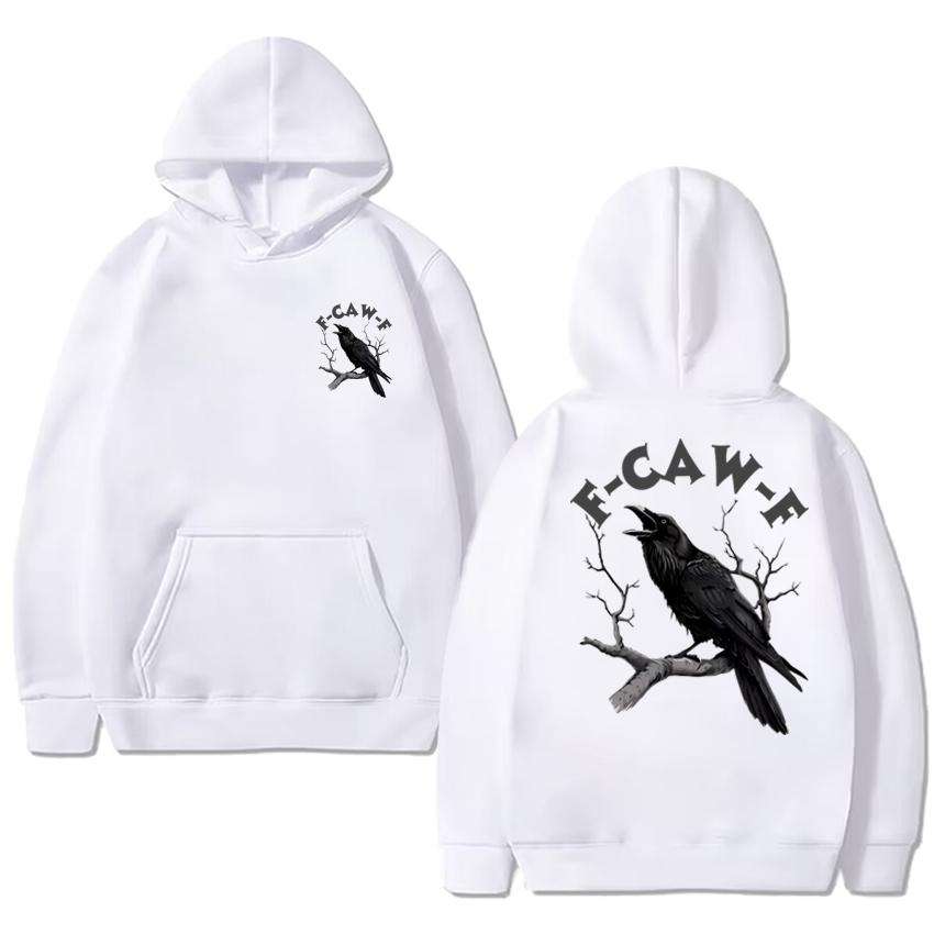2025 Funny Humor Crow Double Sided printed Hoodies Autumn Winter Unisex harajuku vintage Sweatshirt Men women Fleece pullover