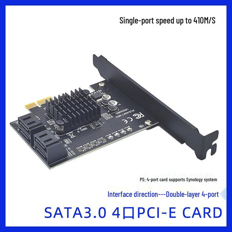 PCI-E to SATA 3.0 Expansion Card 4-Port/6-Port 6Gbps Adapter for IPFS and Chia with 88SE9215 Chip.