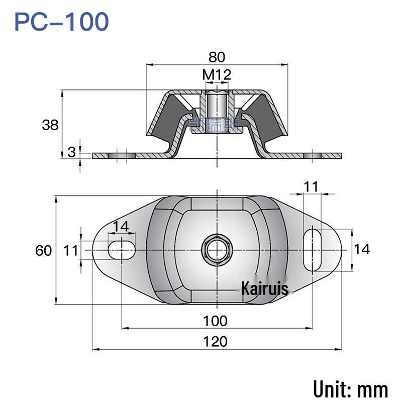 Bell-Shaped Rubber Marine Shock Absorber Pad for Generators and Yachts (PC100, PC140, PC182)