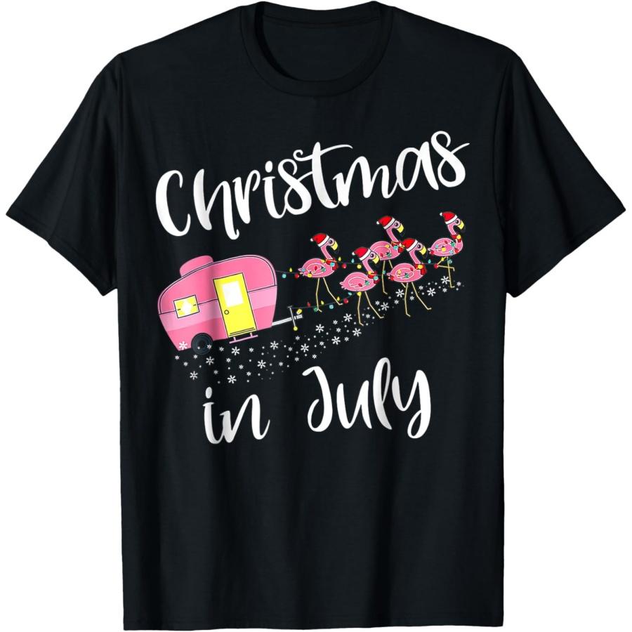 Christmas In July Flamingo Pink T-Shirt S