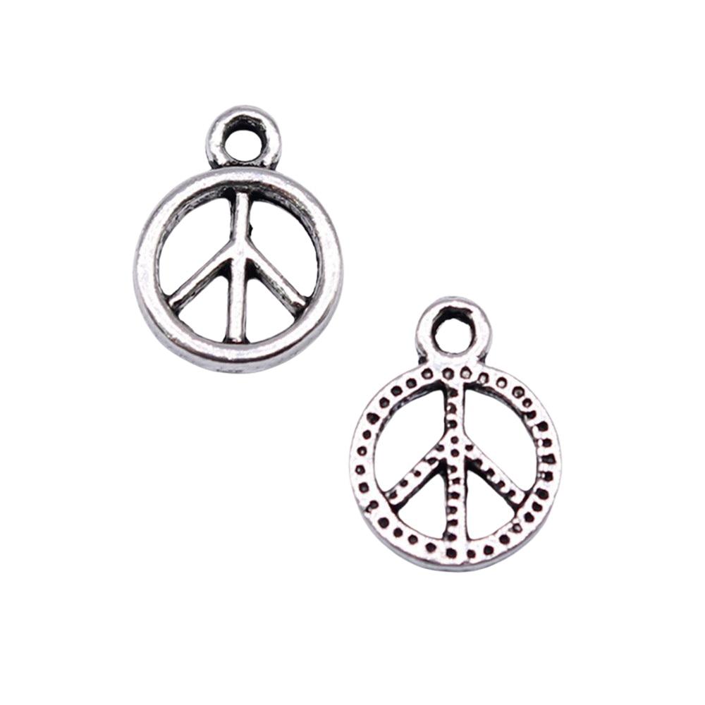 

40шт Символ мира Чары Чары Античное серебро Цвет Цинковый сплав 11X9mm