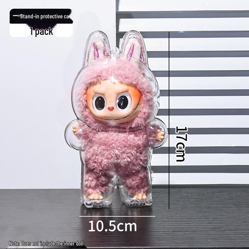 

Прозрачный чехол LABUBU: Пылезащитный чехол-украшение для рюкзака Labubu 1-го поколения стоячий и 2-го поколения сидячий