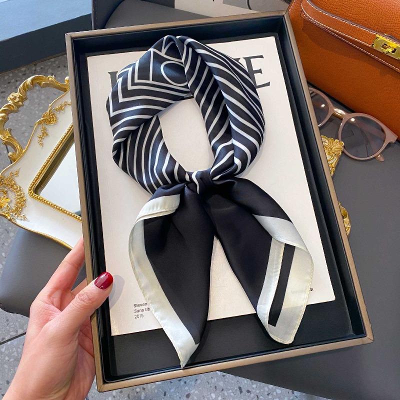 New Blue Silk Scarf Premium Women's Neck Scarf Spring and Autumn Retro Scarf Strap Bag