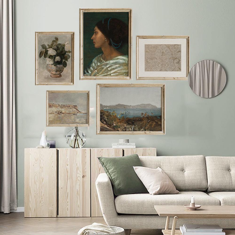 Retro Poster and Prints Vintage Woman's Head Flower Canvas Painting Gallery Wall Art Decoration Home Wall Pictures Art Decor