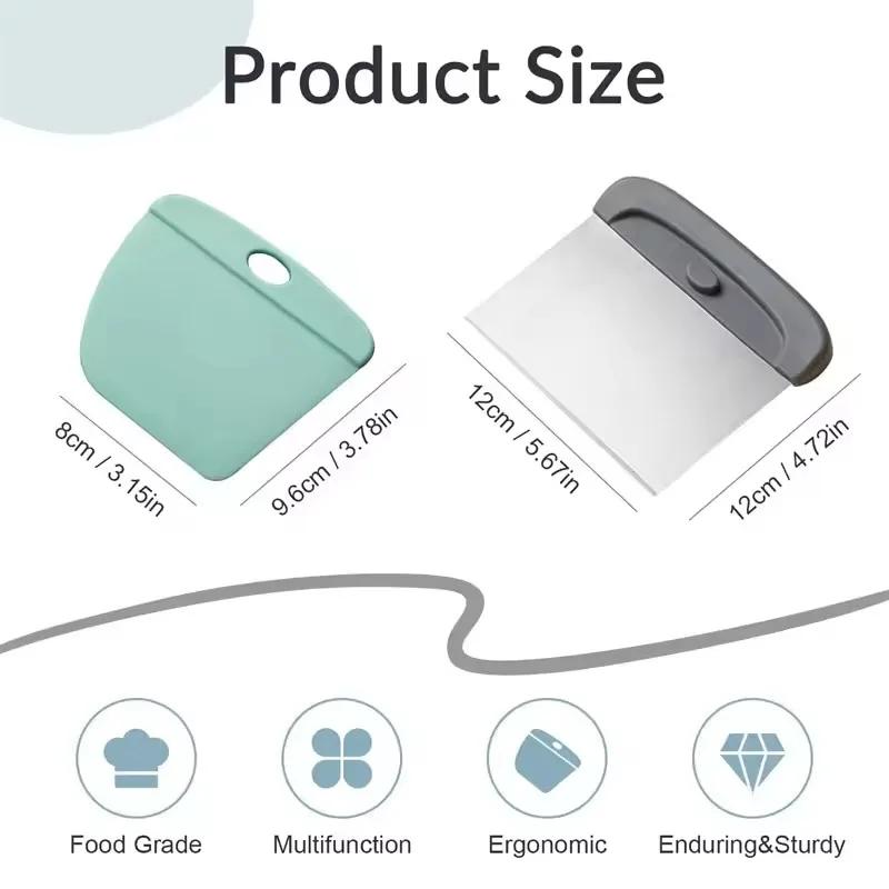 Stainless Steel Dough Scraper Set Pastry Scraper for Bread Cake Pizza Baking Flexible Bowl Scraper Dough Scraper Tools