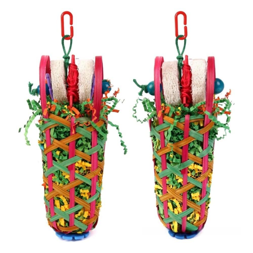 New Colored Bird Chewing Fun Foraging Loofah Material Rattan Parrot Toy Interactive Large Cage Accessories for Cockatoos
