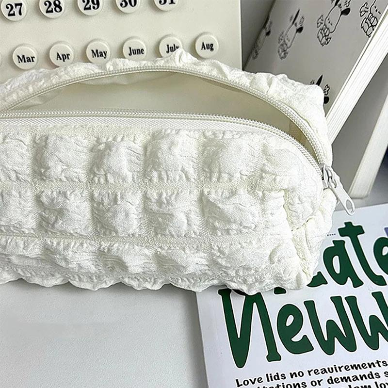 1Pc Cosmetic Bag Solid Color Pencil Case Creative Pillow Bag Large Capacity Bag For Girls School Supplies Stationery Box
