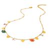 ins sweet retro color flower love fringed round bead necklace plated with 18K gold stainless steel neck chain jewelry