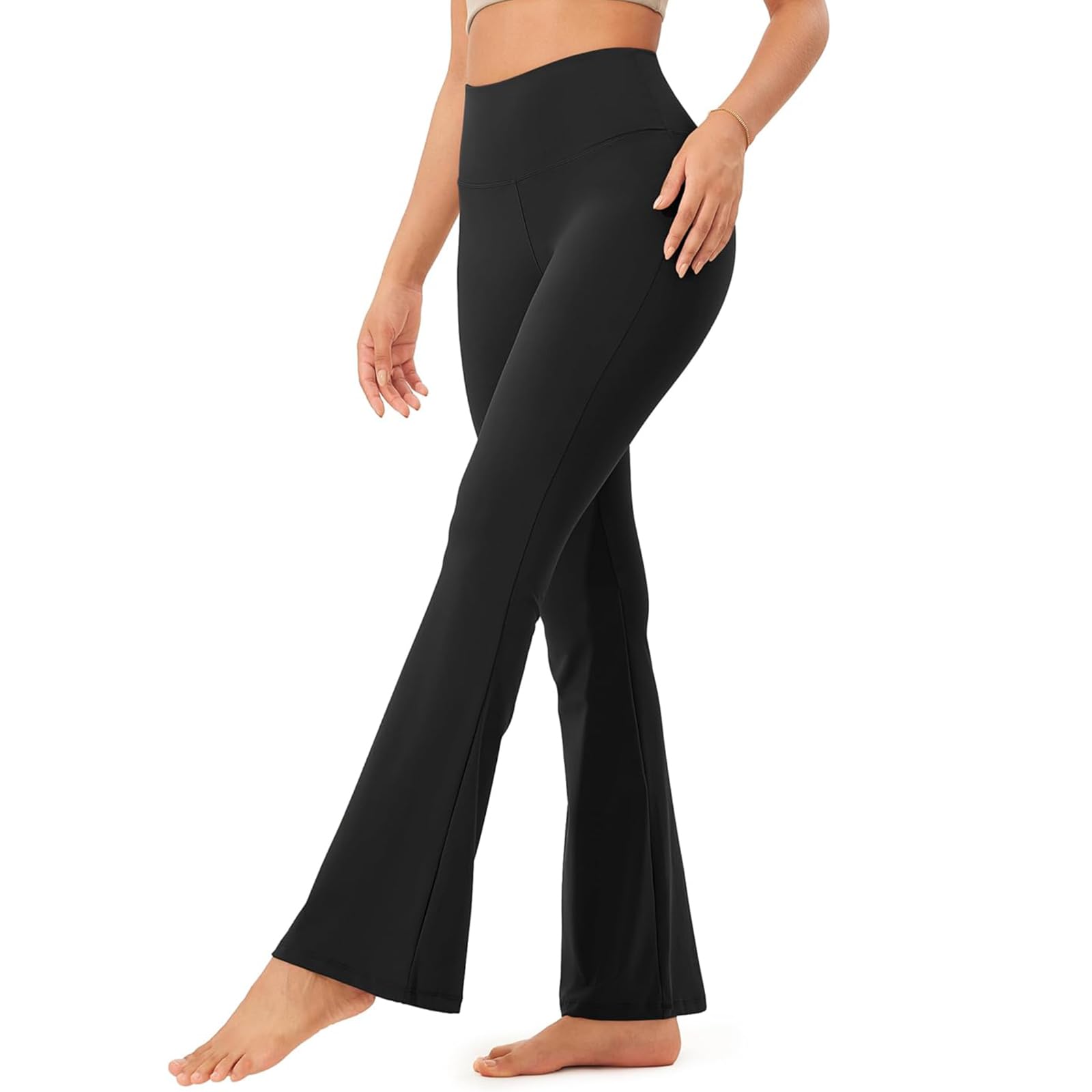 

BEAUTY PLAYER Wide Leg Yoga Flare Leggings for Casual Sports and Fitness Waist Women s Pants, High-Waisted (JP, & Inseam, S, 73, Black) чорний