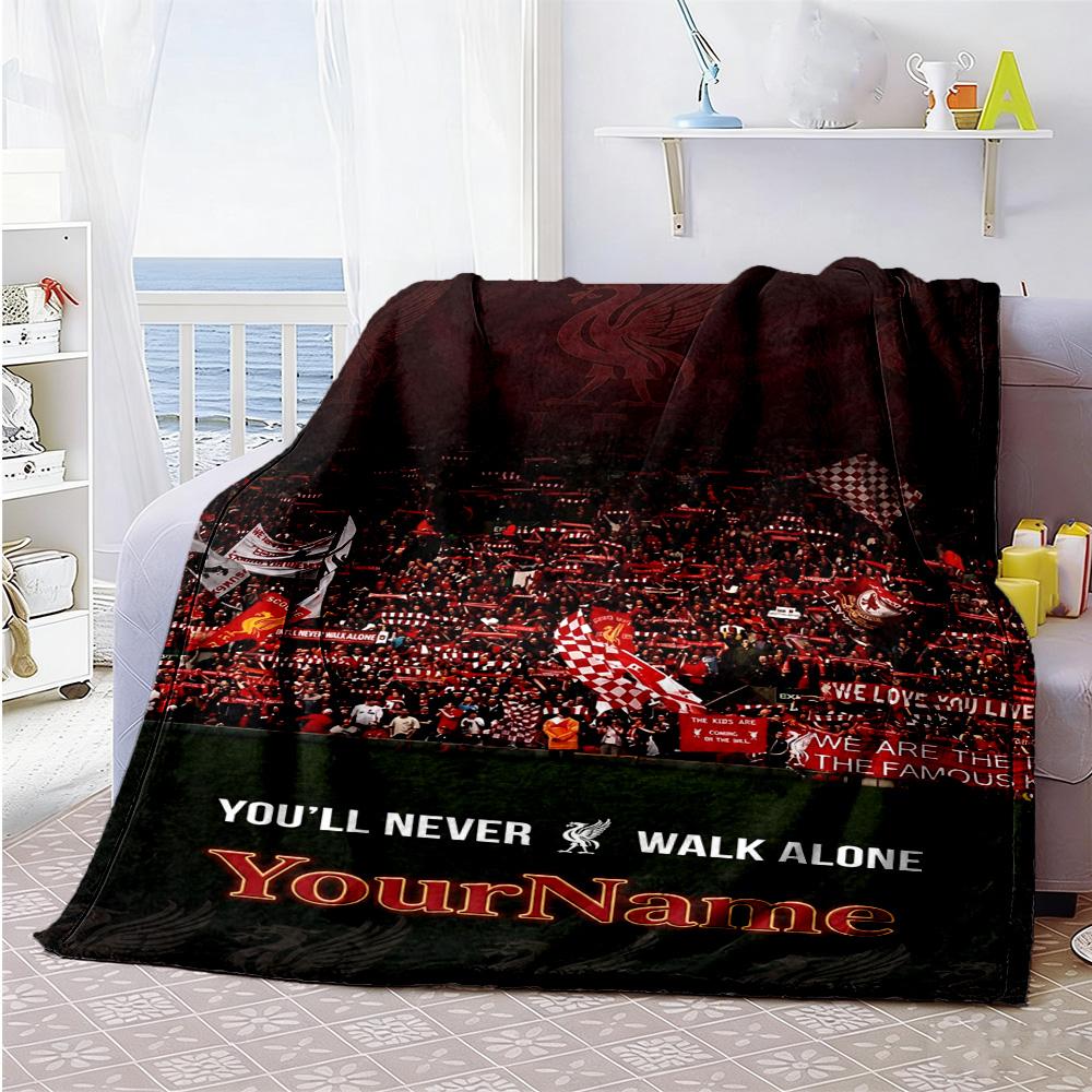 Liverpool Personalized Name Blanket Lightweight Customizable Blanket Comfortable Versatile for Office Home Decor Bed Couch All-Season Use