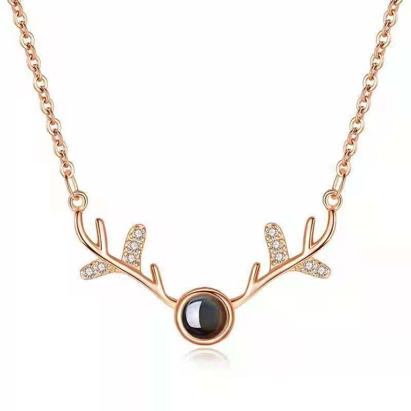 One Deer Necklace for Women: 100 Languages Projection Pendant - New Qixi Festival Gift, Douyin Style