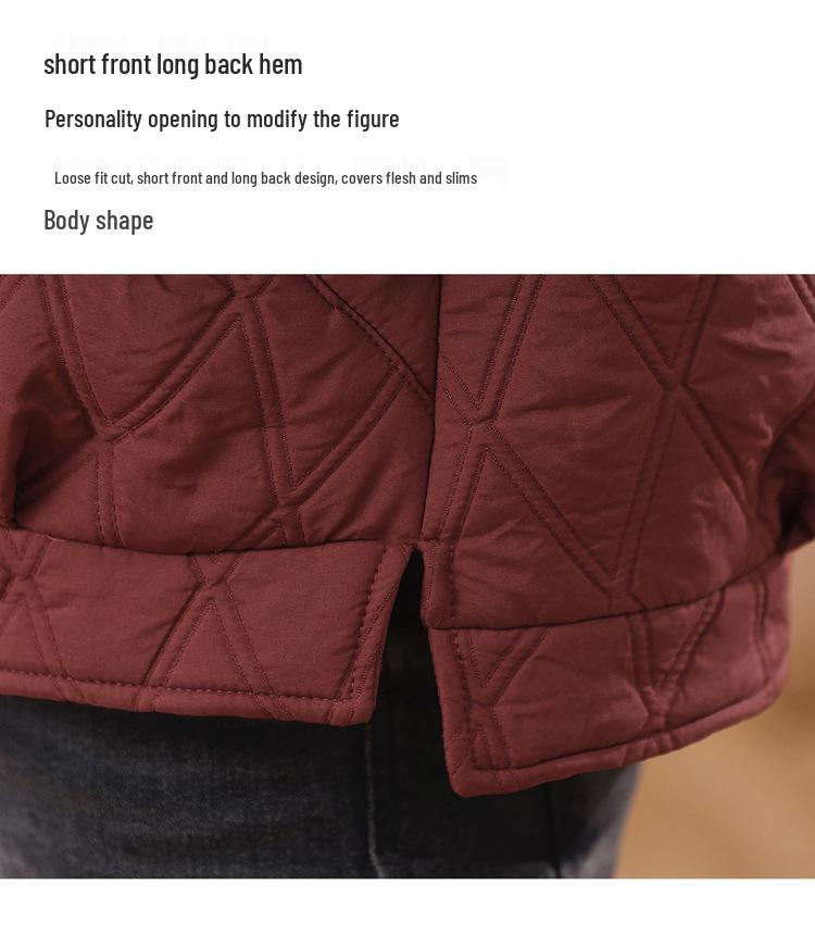 Damen 2024 Argyle Daunen Baumwolljacke - Kurzer Wintermantel, Kleine Größe, Oberbekleidung für Mütter