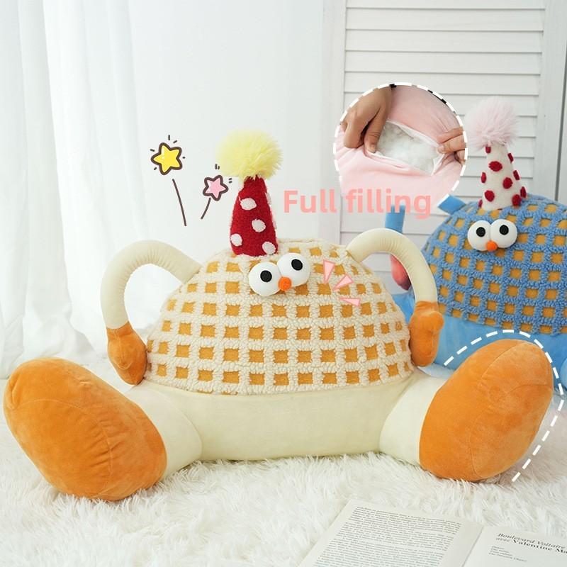 Cartoon Monster Plush Cushion With Soft Sherpa Cover For Lounge And Bed Decor