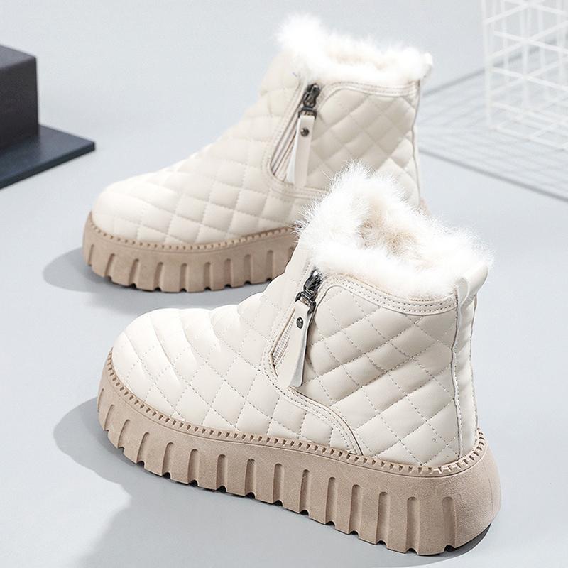Warm Fleece Lined Thick Bottom Snow Boots Women's Winter Shoes Boots Comfortable Casual Round Toe