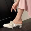Fashion Female Shoes on Sale 2025 Fashion Closed Toe Women's Slippers Elegant Rhinestones Bow Tie Sandals Outdoor Daily Dress Slippers