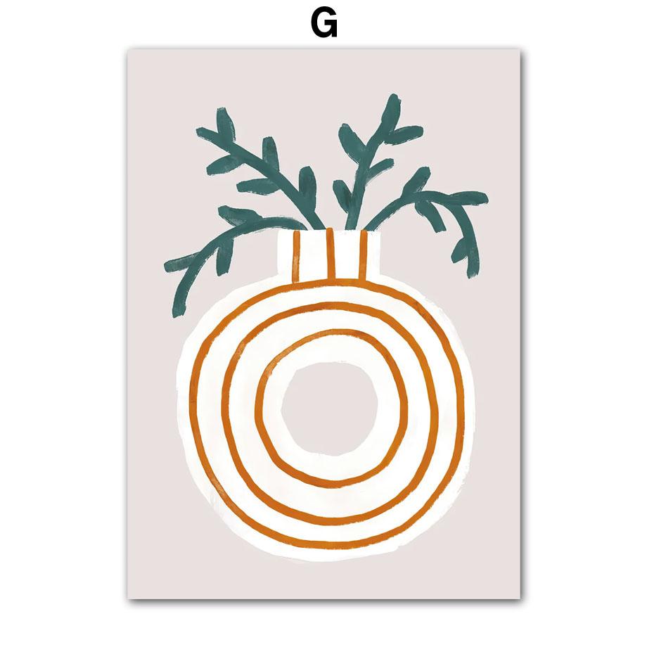 Boho Vas Blommor Katt Citron Frukt Abstrakta Affischer Och Tryck Väggkonst Kanvasmålning Hotell Bar Bild för Vardagsrumsinredning