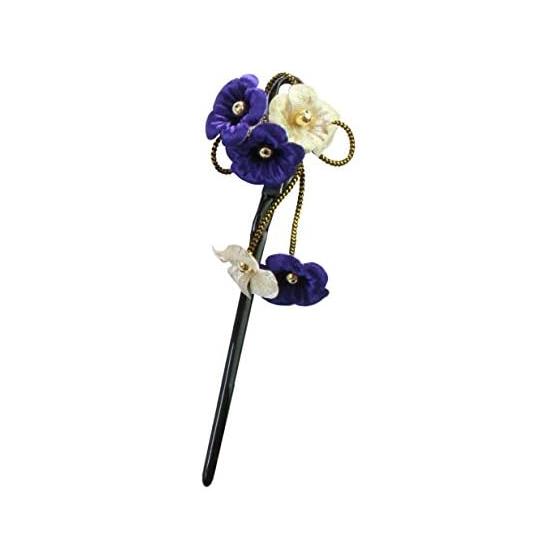 Kamakura Koge Morning Glory Flower Kanzashi Hairpin Plain Purple, Total Length: 15cm, Flower: 2.8cm, Flower Ornament: 4.5cm