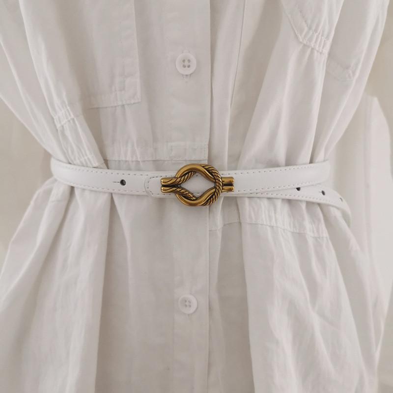 Retro Minimalist Womens Belt Metal Buckle Fashion Dress Decoration Waist Belt