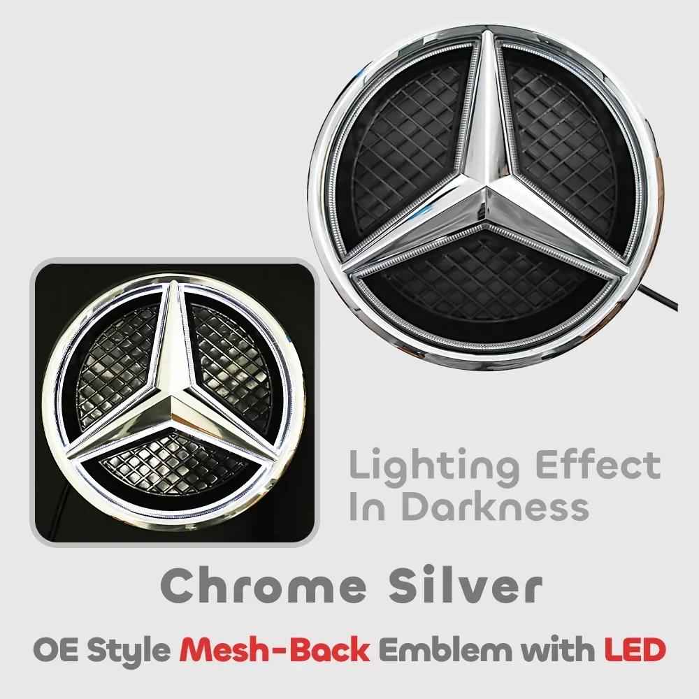 C200 E300 2026 Gorący Chrom Srebrny Błyszczący Czarny Gwiazda Przednia Osłona Chłodnicy Dekoracyjna Odznaka Emblemat w Stylu OE Chrom Srebrny Dla Mercedes Benz