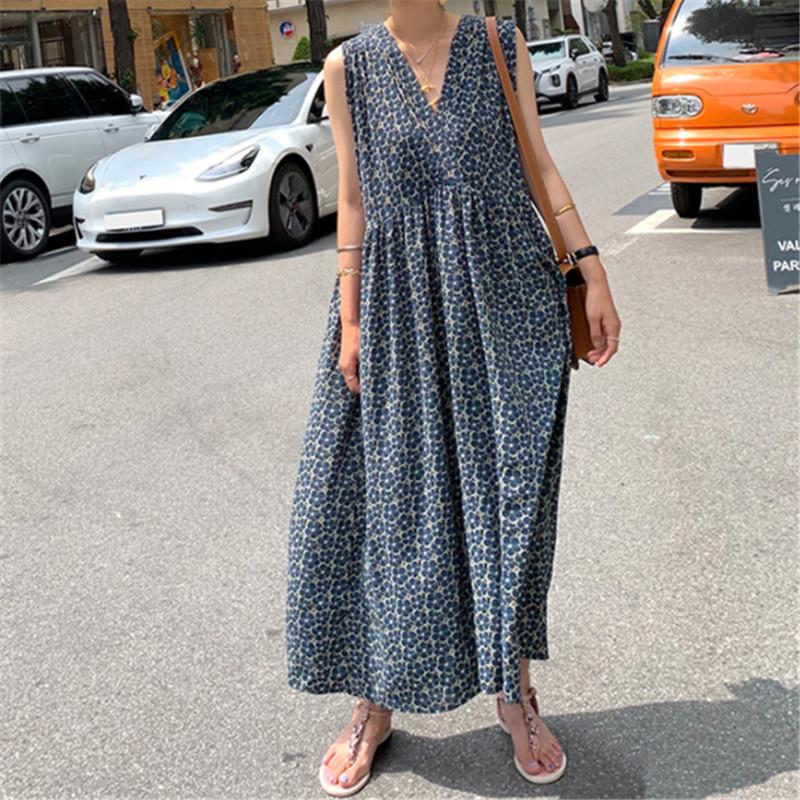 

Платье без рукавов Tooxika с большой свободной талией, повседневная и минималистичная длинная юбка с v-образным вырезом и принтом XXXXXL