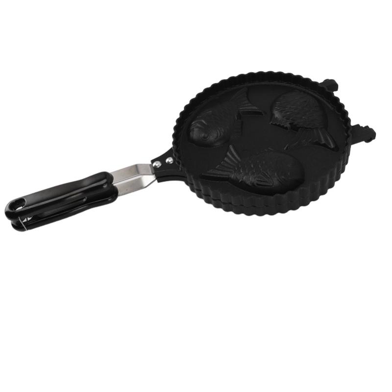 Fish Waffle Maker Pan 3 Fish Cute Aluminum Uniform Heating Double Sided Taiyaki Pan For Home Snack Bars
